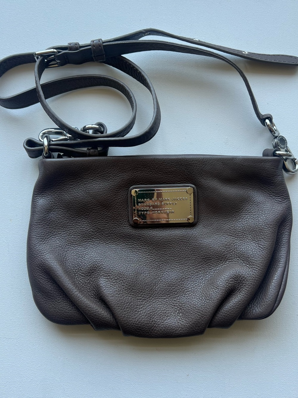 Marc Jacobs Taupe Pebbled Leather Convertible Crossbody